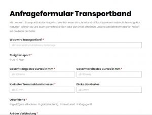 Bild Anfrageformular Transportband